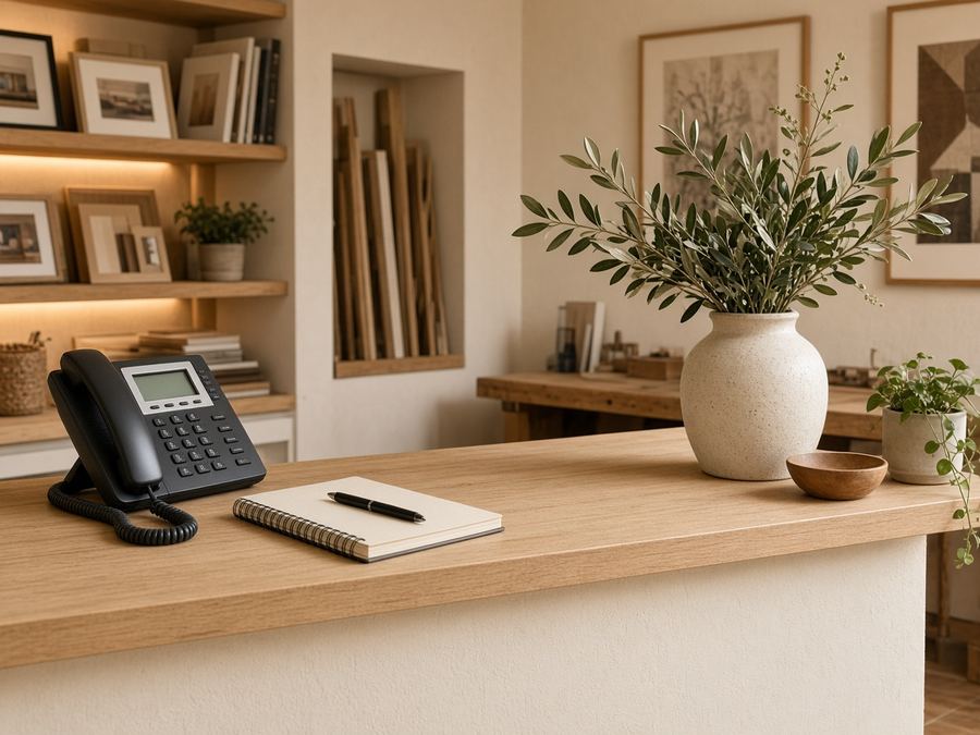 Contact desk at Swift Pulse Atelier in Limassol