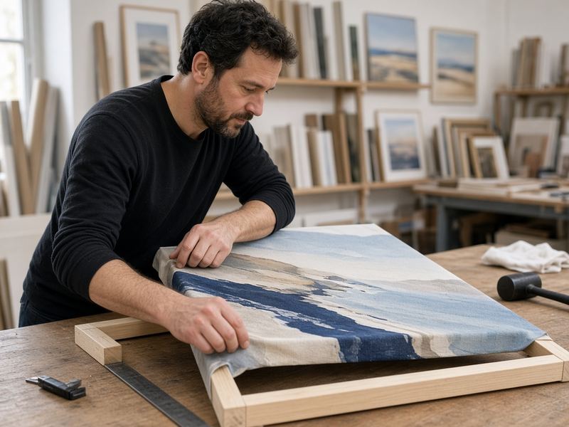Canvas stretching at Swift Pulse Atelier